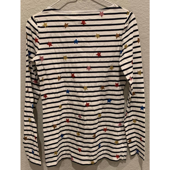 BODEN Christmas Breton Shirt In Multi Glitter Star On Stripe (US/2) - Picture 5 of 7